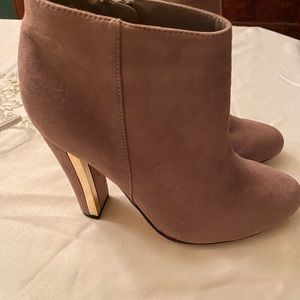 Call It Spring gold tone heel tan booties